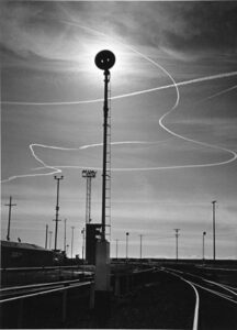 1945, Europe: Contrails from fighter escorts (P-51s)