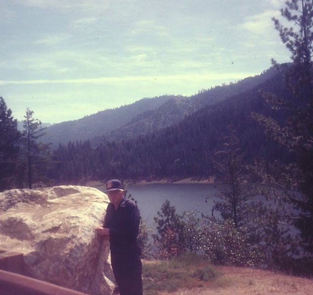 Applegate Lake, 1981, persistent contrail above the horizon.