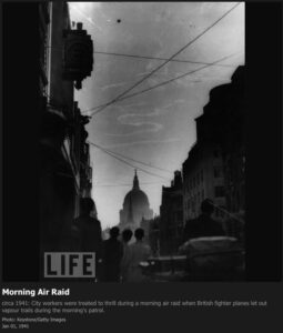 1940 – City workers were treated to the sight of contrails during a morning air raid