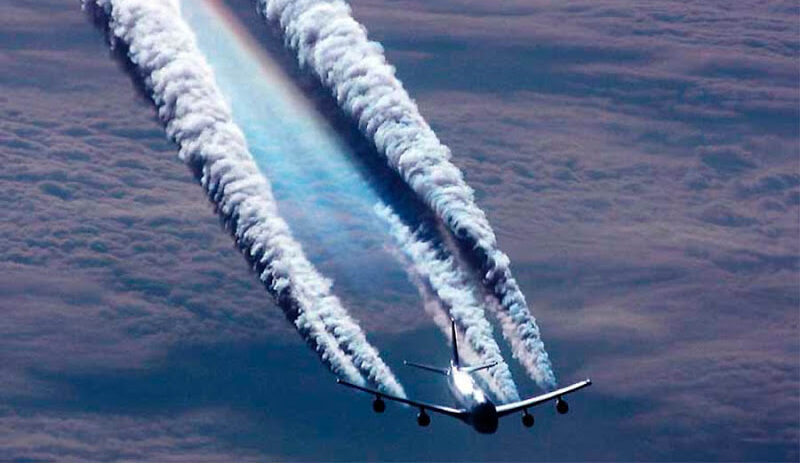Contrails emanating from a commercial jet are often mistaken for 'Chemtrails' and are not a form of geoengineering