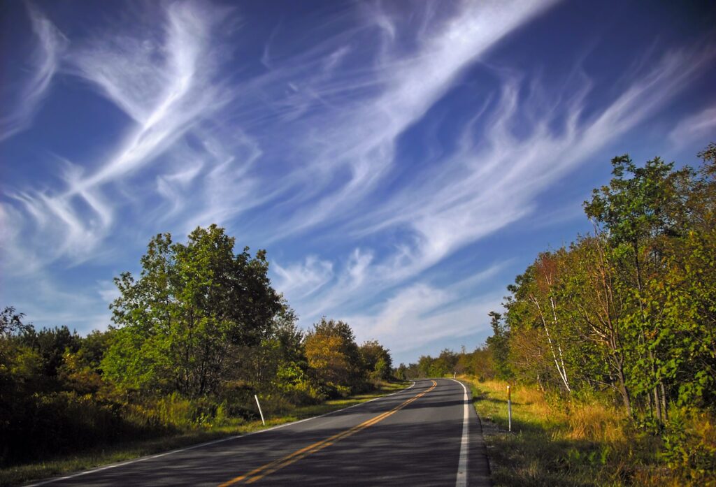 Cirrus Cluds. Wispy streaks of ice crystals