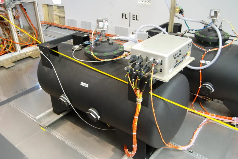 Water ballast tanks used to control center of gravity during test flights