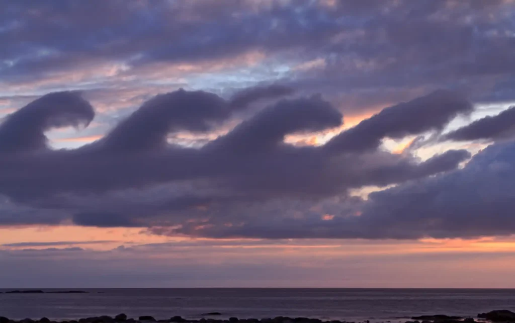 Fluctus Clouds (Kelvin-Helmholtz Clouds) over the ocean