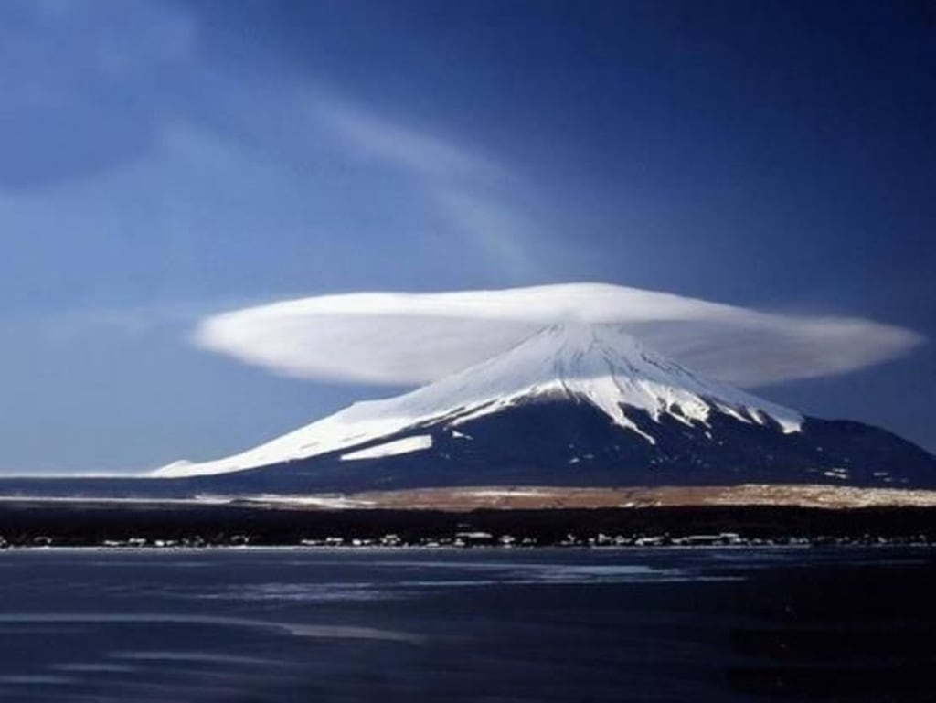 Lenticular Clouds over Mt. Fuji in Japan